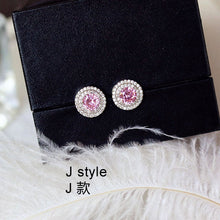 Load image into Gallery viewer, Fashion Cute Water Drop Pink Square Crystal Earrings Flower Heart Butterfly Cubic Zirconia women Party Weddings Birthday Gift