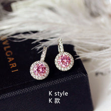 Load image into Gallery viewer, Fashion Cute Water Drop Pink Square Crystal Earrings Flower Heart Butterfly Cubic Zirconia women Party Weddings Birthday Gift