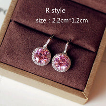 Load image into Gallery viewer, Fashion Cute Water Drop Pink Square Crystal Earrings Flower Heart Butterfly Cubic Zirconia women Party Weddings Birthday Gift