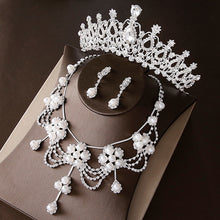 Load image into Gallery viewer, Hot Sale Noble Crystal Bridal Jewelry Sets Hotsale Silver Fashion Wedding Jewelry Tiara Necklace Earrings for Brides Bridesmaids