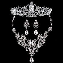 Load image into Gallery viewer, Hot Sale Noble Crystal Bridal Jewelry Sets Hotsale Silver Fashion Wedding Jewelry Tiara Necklace Earrings for Brides Bridesmaids