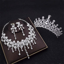 Load image into Gallery viewer, Bridal Tiaras Crown Jewelry Sets Bride Wedding Necklaces Earrings set Fashion Hair Accessories Crowns Necklaces/Earrings set