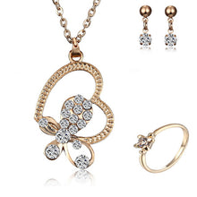 Load image into Gallery viewer, Women heart flower Musical notes Rhinestone Crystal Necklace Earrings rings Charm Wedding Jewelry Set Bridal Jewelry Set Wedding