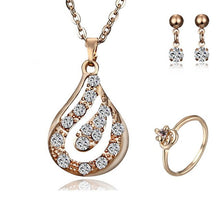 Load image into Gallery viewer, Women heart flower Musical notes Rhinestone Crystal Necklace Earrings rings Charm Wedding Jewelry Set Bridal Jewelry Set Wedding