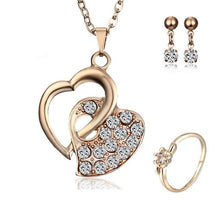 Load image into Gallery viewer, Women heart flower Musical notes Rhinestone Crystal Necklace Earrings rings Charm Wedding Jewelry Set Bridal Jewelry Set Wedding