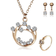 Load image into Gallery viewer, Women heart flower Musical notes Rhinestone Crystal Necklace Earrings rings Charm Wedding Jewelry Set Bridal Jewelry Set Wedding