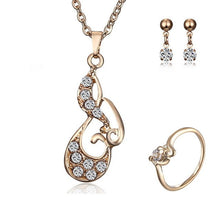 Load image into Gallery viewer, Women heart flower Musical notes Rhinestone Crystal Necklace Earrings rings Charm Wedding Jewelry Set Bridal Jewelry Set Wedding