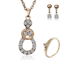 Load image into Gallery viewer, Women heart flower Musical notes Rhinestone Crystal Necklace Earrings rings Charm Wedding Jewelry Set Bridal Jewelry Set Wedding