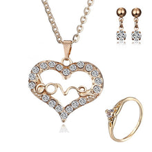 Load image into Gallery viewer, Women heart flower Musical notes Rhinestone Crystal Necklace Earrings rings Charm Wedding Jewelry Set Bridal Jewelry Set Wedding
