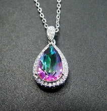 Load image into Gallery viewer, DJ CH Rainbow Fire Mystic Topaz Pendant Charm Earrings Set 925 Sterling Silver Jewelry Sets For Women