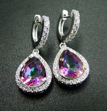Load image into Gallery viewer, DJ CH Rainbow Fire Mystic Topaz Pendant Charm Earrings Set 925 Sterling Silver Jewelry Sets For Women