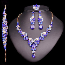 Load image into Gallery viewer, 2018 Fashion Crystal Wedding Jewelry Sets for Women Brides Party Costume Jewellery Luxury Indian Bridal Necklace Earrings Sets