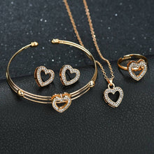Load image into Gallery viewer, Terreau Kathy 4 pcs Cute Heart Shaped Neclace Earrings Sets Jewelry Crystal Kid Children Lovely Gold Color Jewelry Sets for Girl