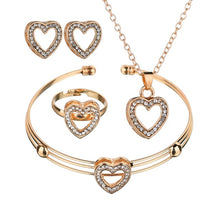Load image into Gallery viewer, Terreau Kathy 4 pcs Cute Heart Shaped Neclace Earrings Sets Jewelry Crystal Kid Children Lovely Gold Color Jewelry Sets for Girl