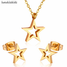 Load image into Gallery viewer, LUXUKISSKIDS Top Quality Stainless Steel Jewelry Sets Necklace Earrings Sets Star Accessories