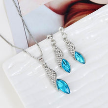 Load image into Gallery viewer, Colorful Fashion Green White Red Alloy Water Drop Crystal Pendant Necklace Earrings Sets for Women Gift Jewelry Sets