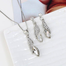 Load image into Gallery viewer, Colorful Fashion Green White Red Alloy Water Drop Crystal Pendant Necklace Earrings Sets for Women Gift Jewelry Sets