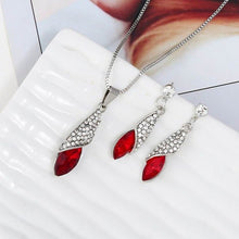 Load image into Gallery viewer, Colorful Fashion Green White Red Alloy Water Drop Crystal Pendant Necklace Earrings Sets for Women Gift Jewelry Sets