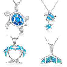 Load image into Gallery viewer, New Fashion Cute Silver Filled Blue Opal Sea Turtle Pendant Necklace for Women Female Animal Wedding Ocean Beach Jewelry Gift