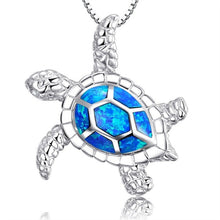 Load image into Gallery viewer, New Fashion Cute Silver Filled Blue Opal Sea Turtle Pendant Necklace for Women Female Animal Wedding Ocean Beach Jewelry Gift