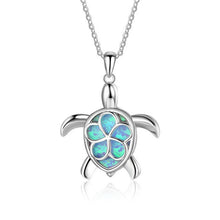 Load image into Gallery viewer, New Fashion Cute Silver Filled Blue Opal Sea Turtle Pendant Necklace for Women Female Animal Wedding Ocean Beach Jewelry Gift