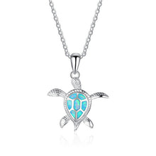 Load image into Gallery viewer, New Fashion Cute Silver Filled Blue Opal Sea Turtle Pendant Necklace for Women Female Animal Wedding Ocean Beach Jewelry Gift