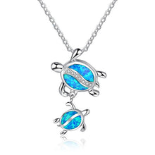 Load image into Gallery viewer, New Fashion Cute Silver Filled Blue Opal Sea Turtle Pendant Necklace for Women Female Animal Wedding Ocean Beach Jewelry Gift