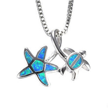 Load image into Gallery viewer, New Fashion Cute Silver Filled Blue Opal Sea Turtle Pendant Necklace for Women Female Animal Wedding Ocean Beach Jewelry Gift