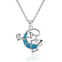 Load image into Gallery viewer, New Fashion Cute Silver Filled Blue Opal Sea Turtle Pendant Necklace for Women Female Animal Wedding Ocean Beach Jewelry Gift