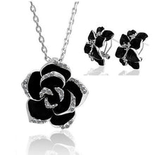 Load image into Gallery viewer, Fashion Rose Flower Enamel Jewelry Set Gold Color Black Painting Jewelry Sets for women 82606