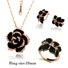 Load image into Gallery viewer, Fashion Rose Flower Enamel Jewelry Set Gold Color Black Painting Jewelry Sets for women 82606