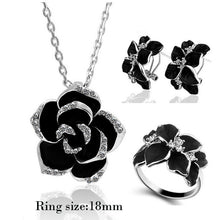 Load image into Gallery viewer, Fashion Rose Flower Enamel Jewelry Set Gold Color Black Painting Jewelry Sets for women 82606