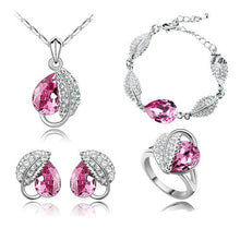 Load image into Gallery viewer, summer life leaf pretty water drop women oceanblue Crystal Pendant Jewelry Sets necklace earrings 2 in set 84172