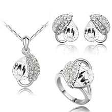 Load image into Gallery viewer, summer life leaf pretty water drop women oceanblue Crystal Pendant Jewelry Sets necklace earrings 2 in set 84172