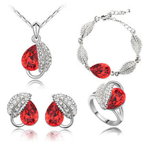 Load image into Gallery viewer, summer life leaf pretty water drop women oceanblue Crystal Pendant Jewelry Sets necklace earrings 2 in set 84172