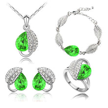 Load image into Gallery viewer, summer life leaf pretty water drop women oceanblue Crystal Pendant Jewelry Sets necklace earrings 2 in set 84172