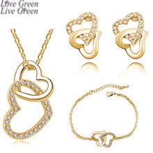 Load image into Gallery viewer, 3 in set women brand wedding austrian Crystal rhinestones Heart pendant necklace bracelet earrings fashion Jewelry Sets 80017