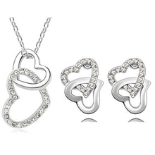 Load image into Gallery viewer, 3 in set women brand wedding austrian Crystal rhinestones Heart pendant necklace bracelet earrings fashion Jewelry Sets 80017