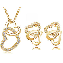 Load image into Gallery viewer, 3 in set women brand wedding austrian Crystal rhinestones Heart pendant necklace bracelet earrings fashion Jewelry Sets 80017