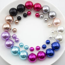 Load image into Gallery viewer, 10 pairs/lot Wholesale Free Shipping Paragraph Hot Selling Earrings 2016 Double Side Shining Pearl Stud Earrings For Women Girls