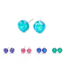 Load image into Gallery viewer, Fnixtar 6mm Stainless Steel Artificial Opal Stone Stud Earrings Tiny Jewelry Dainty Mini Cute Earrings For Girl Gift 3pair/lot