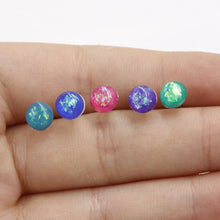 Load image into Gallery viewer, Fnixtar 6mm Stainless Steel Artificial Opal Stone Stud Earrings Tiny Jewelry Dainty Mini Cute Earrings For Girl Gift 3pair/lot