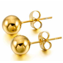 Load image into Gallery viewer, 3 pair/lot Gold Color Surgical Ball Earring Stainless Steel Ball Studs Earrings For Women With Ball Diameter 8mm Earring Pin