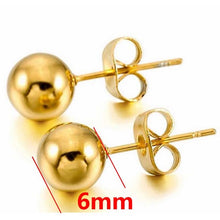 Load image into Gallery viewer, 3 pair/lot Gold Color Surgical Ball Earring Stainless Steel Ball Studs Earrings For Women With Ball Diameter 8mm Earring Pin