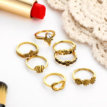Load image into Gallery viewer, 70 pieces/lot Crystal Ring Set Antique Gold Silver Color Flower Sun Moon Crown Elephant Rings Women Midi Finger Knuckle Jewelry