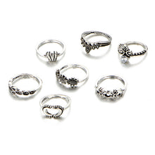 Load image into Gallery viewer, 70 pieces/lot Crystal Ring Set Antique Gold Silver Color Flower Sun Moon Crown Elephant Rings Women Midi Finger Knuckle Jewelry