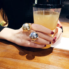 Load image into Gallery viewer, Fashion Silver Gold-Color Rings With Pearl For Women Lovely Girls Simulated Adjustable Opening Charms Rings With Metal Balls