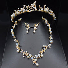 Load image into Gallery viewer, Handmade Luxurious Pearl Flower Wedding Bridal Jewelry Sets For Women Prom Jewelry Accessories Tiara Headbands Necklace Earrings