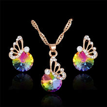 Load image into Gallery viewer, H:HYDE Elegant Luxury Jewelry Set Design Fashion Gold Filled Colorful Austrian Crystal Earrings Necklace Drop Jewelry Sets Women