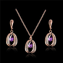 Load image into Gallery viewer, H:HYDE Elegant Luxury Jewelry Set Design Fashion Gold Filled Colorful Austrian Crystal Earrings Necklace Drop Jewelry Sets Women